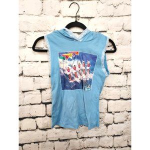 Vintage The Go Gos Womens Hooded Sleeveless Tshirt, Navy, Size Medium